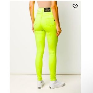 Philipp Plein yellow green skinny jeans